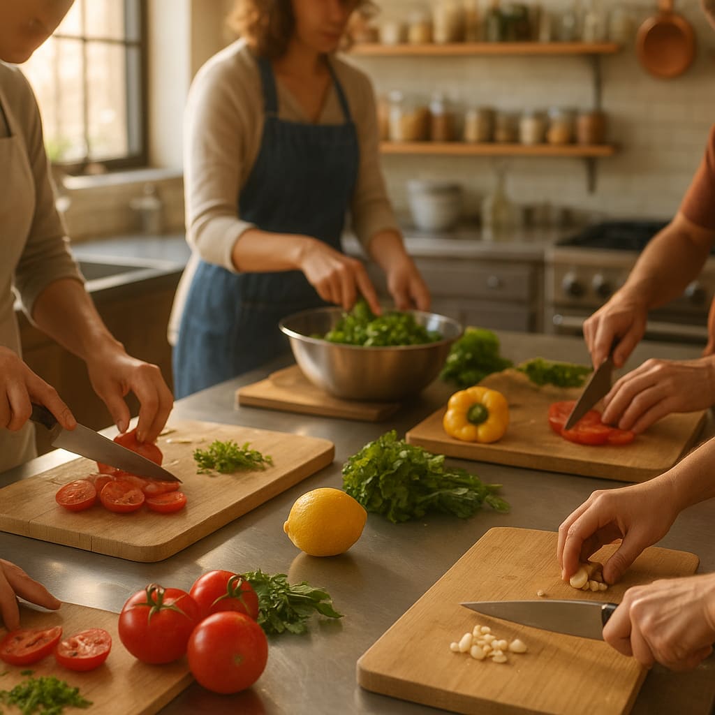 Kochkurs in moderner Schulküche